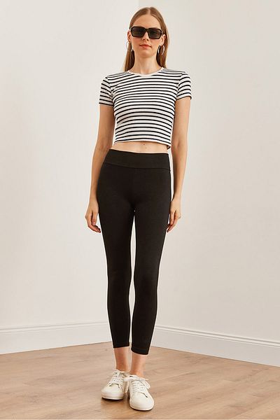 Olalook Schwarze Modal-Strumpfhose mit hoher Taille für Damen - Tyt- 19000085