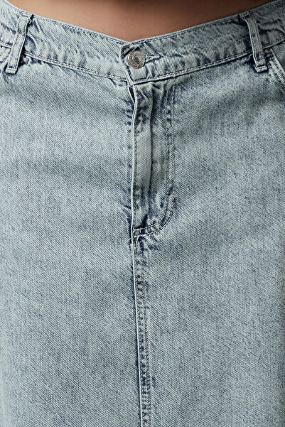 Trendyol Collection Blue Premium 100% Tencel ™   Fusta Maxi Denim TWOAW25ET00057