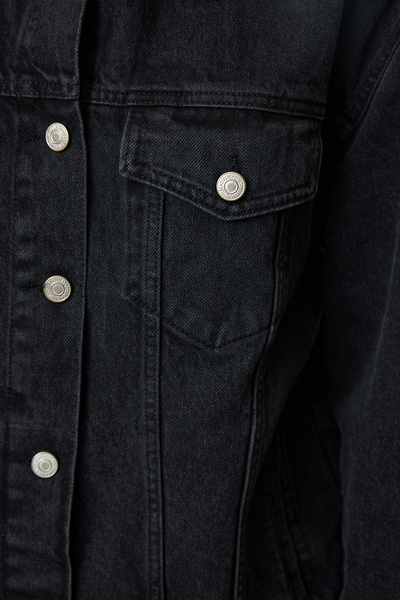 Trendyol Collection Oversize Black Denim Trucker Jacket - TWOAW22CE0364