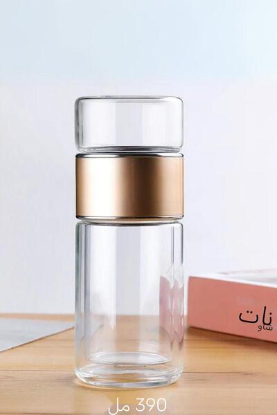 Comprox مصفاة شاي عشبية زجاجية بطبقة مزدوجة، مصفاة قهوة، كوب شاي عشبي، ضغط فرنسي