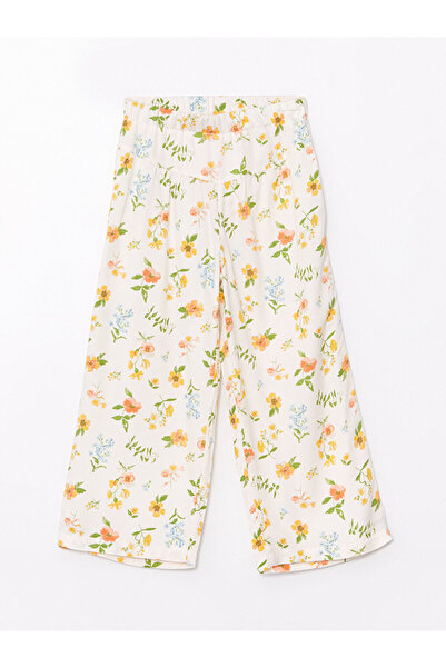 LC Waikiki Široki kapri pantalone sa cvetnim uzorkom i elastičnim strukom za ...