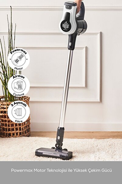 Karaca Vantuz Power Force Şarj Edilebilir Dik Süpürge Beyaz