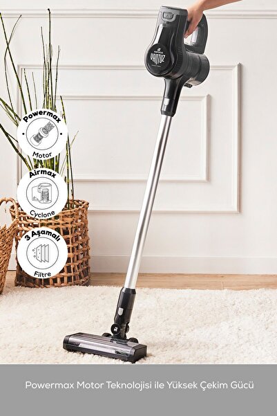 Karaca Vantuz Power Force Şarj Edilebilir Dik Süpürge Siyah