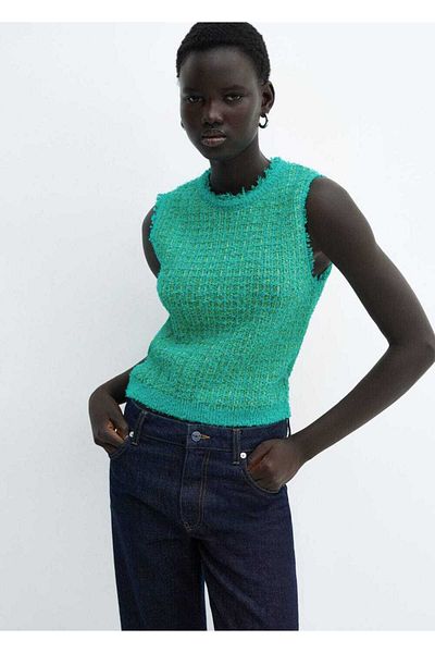MANGO Woman Nahtlose Tweed-Bluse