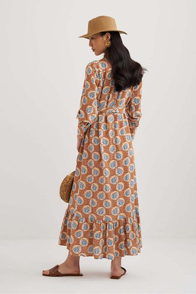 mathilda store Rochie maxi cu curea cu model de damă