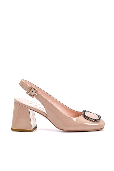 Sofia Baldi Petra Beige Patent Leather - Women's Thick Heeled Shoes