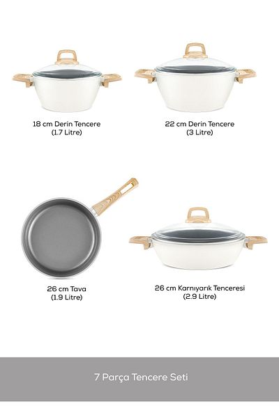 Karaca 7 Piece Refika Birgül Swiss Crystal Cookware Set