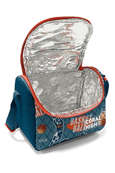 Coral High Set de suport pentru creion și geantă pentru prânz școlar Nefti portocaliu cu model de baschet pentru băiat