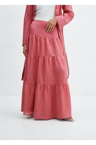 MANGO Woman μάξι φούστα Ramie