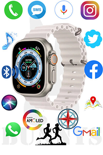Bunnys Oppo A96 Uyumlu Akıllı Saat AMOLED EKRAN Watch 8 Ultra 49MM HK8 PRO MAX