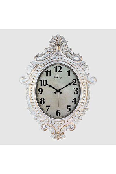 ZERO LAND 731-ba Duvar Saati Gri Çerçeve Çap:73cm X 54cm Vintage Taçlı Eksitm...