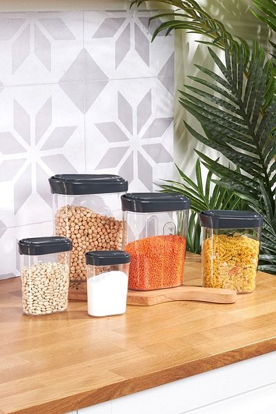 Karaca Slot Gray 5 Piece Storage Container