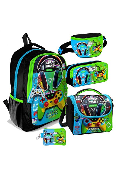 Coral High Kulaklık Game Desenli Erkek Çocuk Beşli Okul Çanta Seti - İlkokul ...