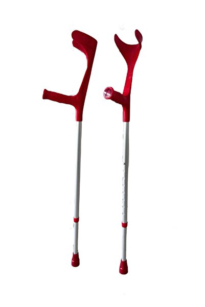 RABIR 1 Çift KIRMIZI Kanedyen Koltuk Değneği Ayarlanabilir Dirsek Destekli Baston