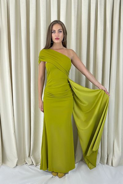 ALFUDO Moda Collection Μονοκόμματο Εβό Φορεμάκι με Ουρά