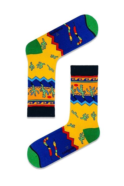 CARNAVAL SOCKS Мъжки чорапи с шарка „Кактус Див Запад“ и цветни мотиви