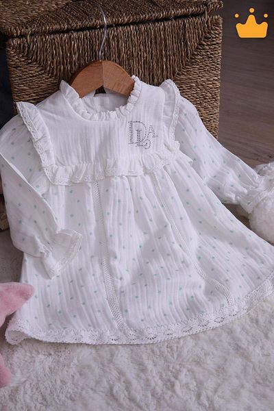 Babydola Muslin Baby Girl Long Sleeve Holiday Dress - 14100