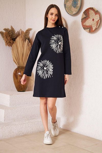 Darlin Moda Women's Navy Blue Button Detailed Tunic Dm60346