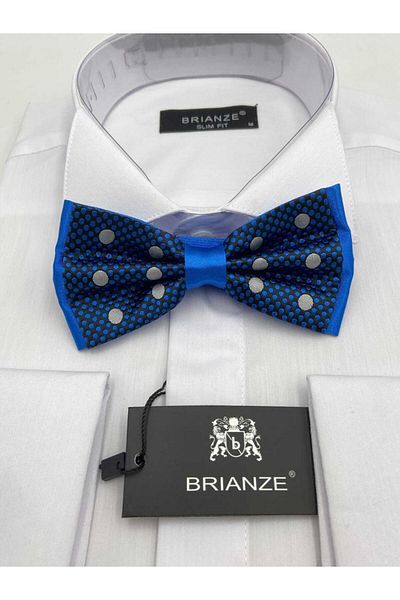 Brianze Saks Blue White Polka Dot Bow Tie