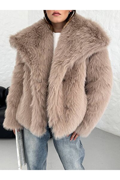 BE CHİC Krátký importovaný kožich - stahovací límec, kapsy a podšívka Sgt1007