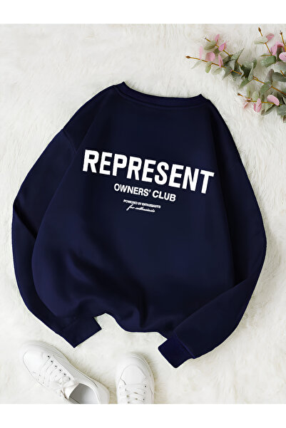 Revasser REPRESENT Šarena uniseks oversize pamučna dukserica sa okruglim izre...