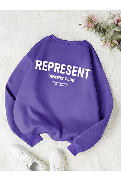 Revasser Unisex Erkek/Kadın Renkli REPRESENT Özel Baskılı Oversize Pamuklu Bi...