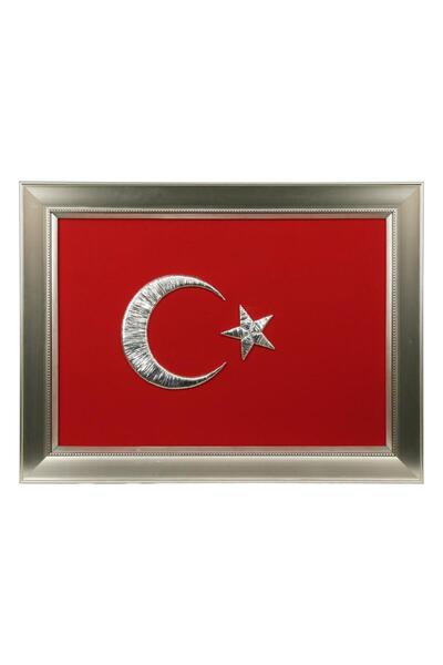 e38 El Işçiliği Tel Sarma Türk Bayrağı 104x77 Cm - 5118