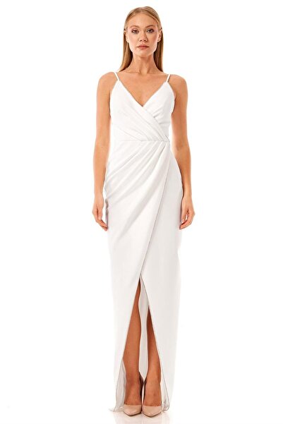 Elbisemhazır Taş Işlemeli Askılı Krep Kadın Abiye Elbise