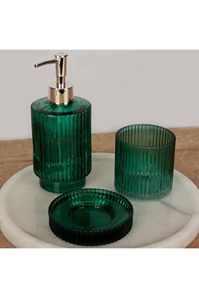 AROW Broom 3 Parça Cam Banyo Seti - Yeşil