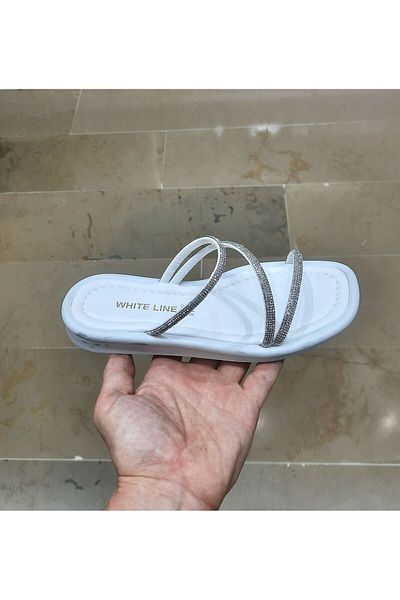 WHİTE LİNE Women's Fuspeted Soft Sole Non-Slip Stone Slippers