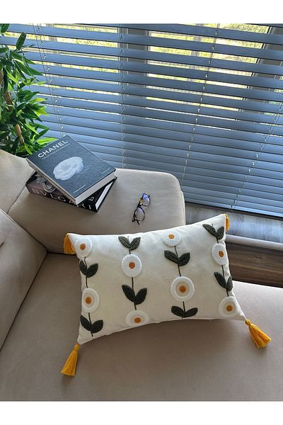 en gözde home Rectangular Sheath - Punch Embroidered and Dirt Cushion