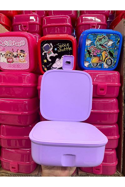 BENİMSER REKLAM Unicorn Patterned 4 Compartment Children's Lunch Box - Food and Spoon Storage Container