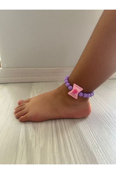 Karlay Purple Bead Detailed Anklet for Kids