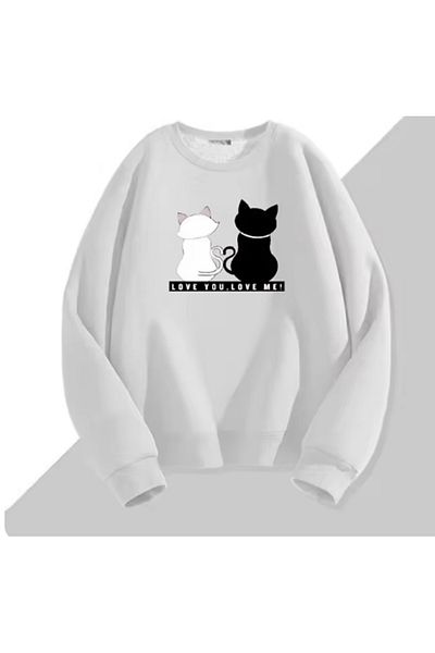 LA GULER Φούτερ με λαιμόκοψη Unisex Oversize - Φούτερ με στάμπα 3 νημάτων 100% βαμβάκι