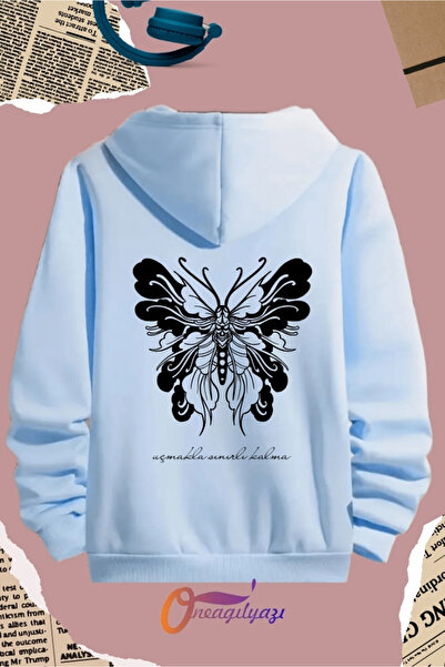 oneagılyazı Суитшърт с мотив на пеперуди - печат на гърба