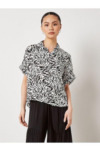 Apricot Bluse mit Pinselstrichmuster