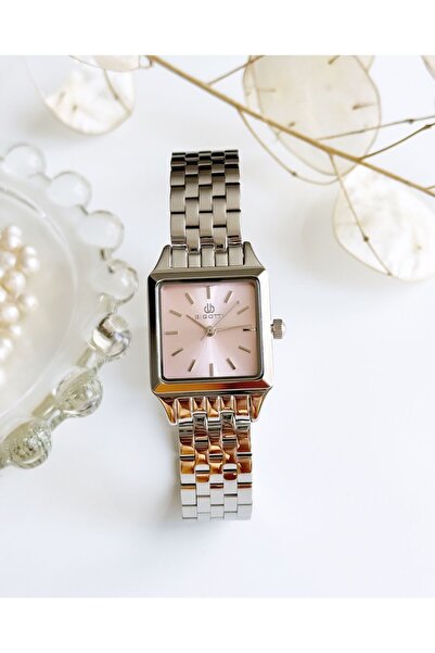 Bigotti Gümüş Renk Toz Pembe İç Kadran Kadın Kol Saati