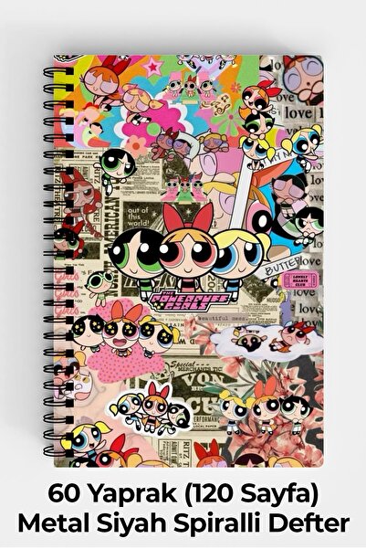 Anime Marketi Powerpuff Girls Retro Temalı A5 Spiralli Sert Kapak Defter 120 ...