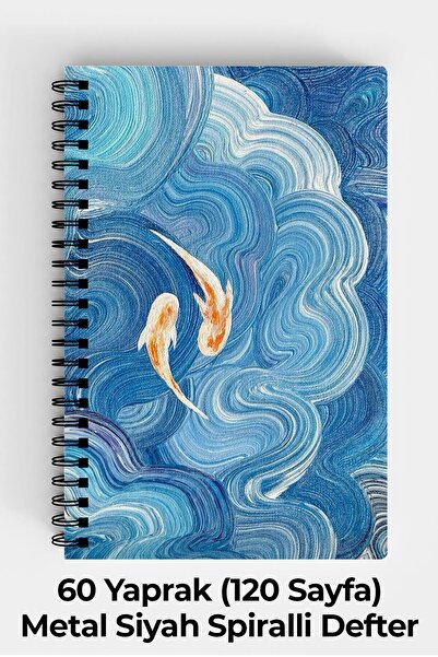 Anime Marketi Balık Tasarımlı A5 Spiralli Sert Kapak Defter 120 Sayfa