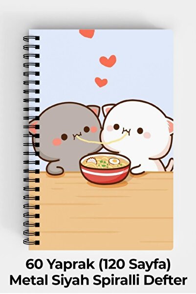 Anime Marketi A5 Spiral Hard Cover Notebook with Double Animals Design 120 Sheets