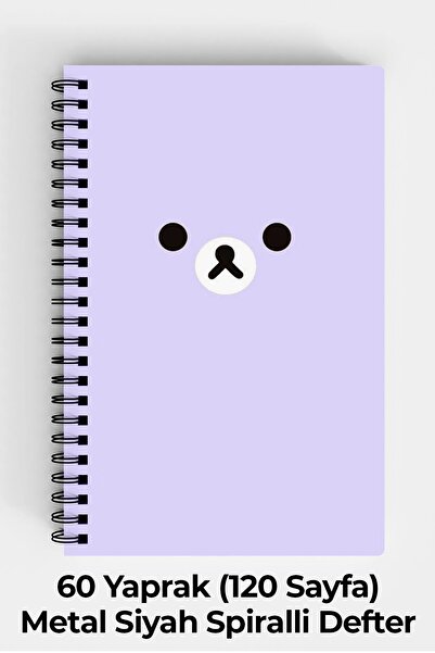 Anime Marketi Purple Bear Design A5 Spiral Hard Cover Notebook 120 Sheets