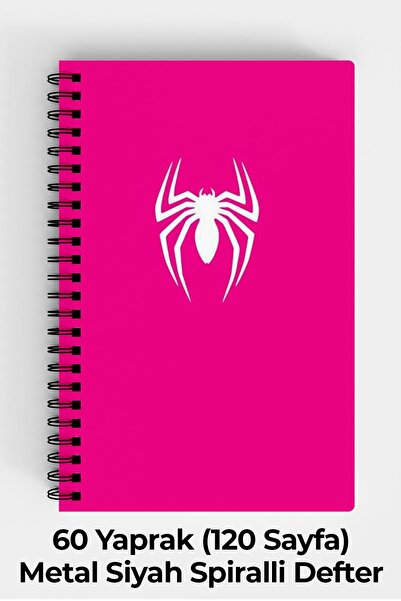 Anime Marketi دفتر ملاحظات ذو غلاف صلب بتصميم عنكبوت وردي مقاس A5 مكون من 120...