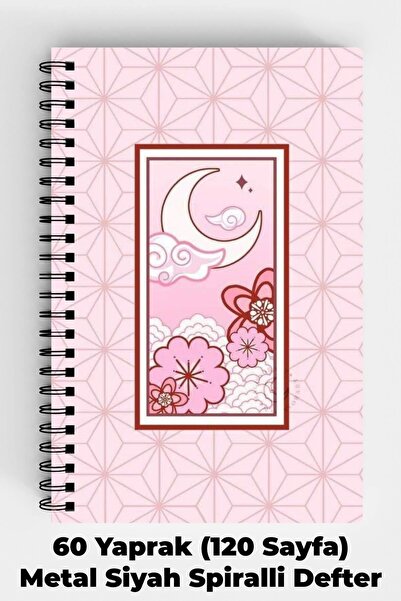 Anime Marketi Demon Slayer Tasarımlı A5 Spiralli Sert Kapak Defter 120 Sayfa
