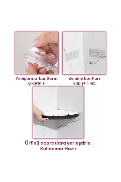 Porsima Αυτοκόλλητο ράφι μπάνιου 2 τεμαχίων - Ράφι ντους τοίχου, κρεμάστρα και γωνία θήκης σαμπουάν