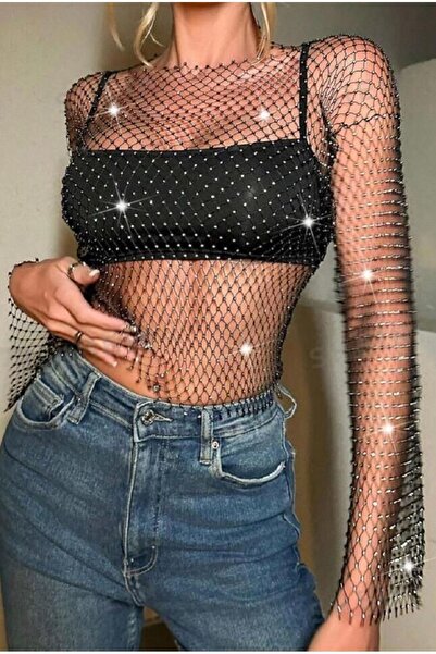 NOCHE DRESS Taşlı File Bluz