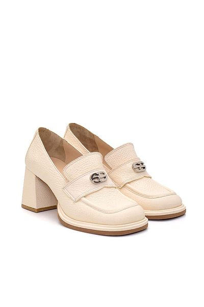 Sofia Baldi Women's Thick Heeled Veruca Cream Flother Leather
