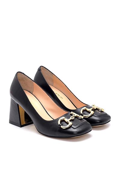 Sofia Baldi Margot Black Leather Women's Thick Heel