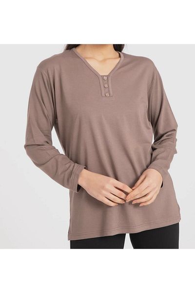 ECE GİYİM Βισκόζη V Neck Lycra Mother Χτενισμένη Βαμβακερή Μπλούζα