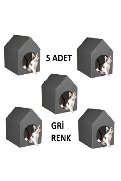 ALERUM 5 ADET Gri Kedi Köpek Evi Kulübesi Yuvası Plastik Demonte Taşınabilir