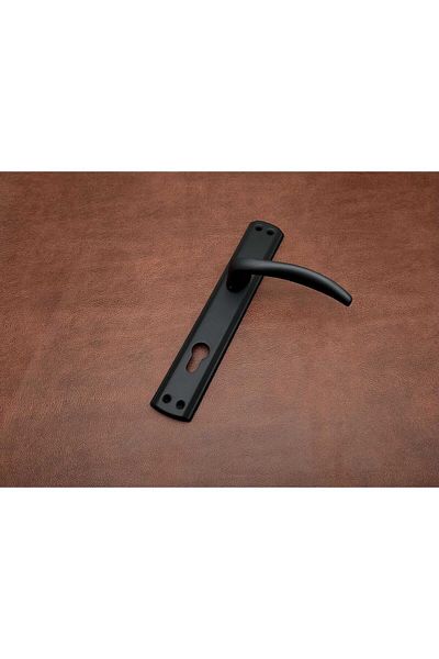 KOLDOOR Black Mirrored Steel Door with Circle Entry - Right Handed One Way Trim Mat